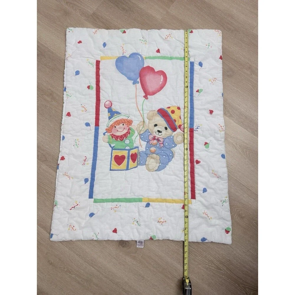 VTG 1992 Little Bedding Red Calliope Baby Blanket Comforter Quilt Balloons Bear